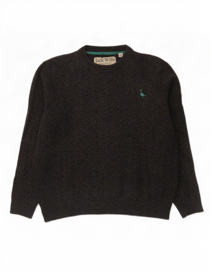 Jack Wills Herre Crew Neck Jumper Sweater Medium Grey Merino Wool