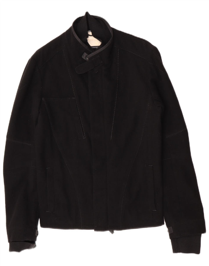 Marithe Francois Girbaud Bomberjakke til mænd UK 38 Medium Black Virgin Wool