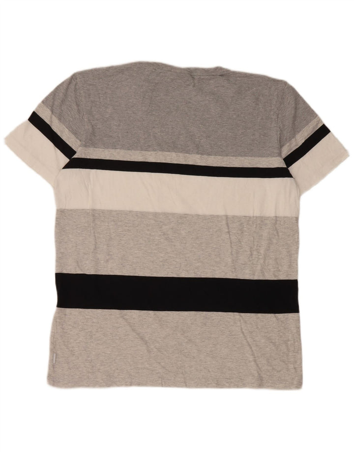 Adidas T-shirt top til mænd, stor grå stribet bomuld