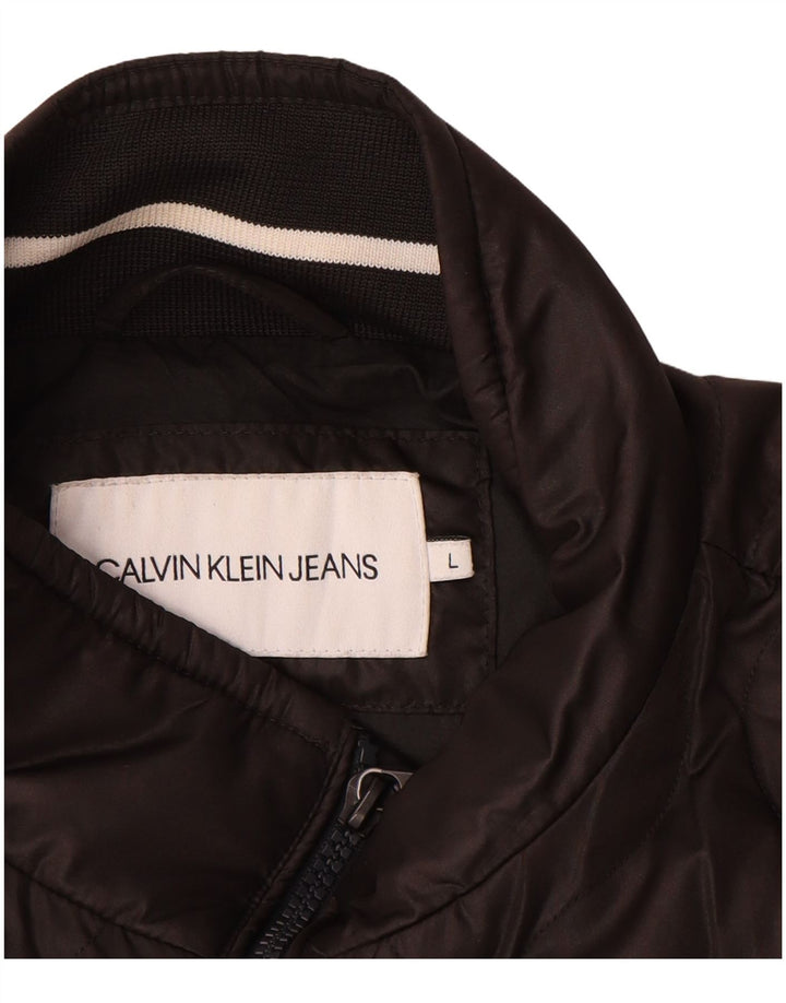 CALVIN KLEIN JEANS Mens Bomber Padded Jacket UK 40 Large Brown Polyester