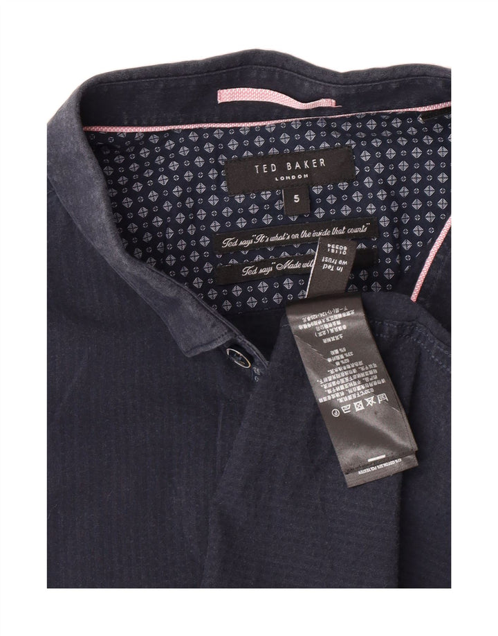 TED BAKER Mens Short Sleeve Shirt Size 5 XL Navy Blue Cotton Vintage Ted Baker and Second-Hand Ted Baker from Messina Hembry 