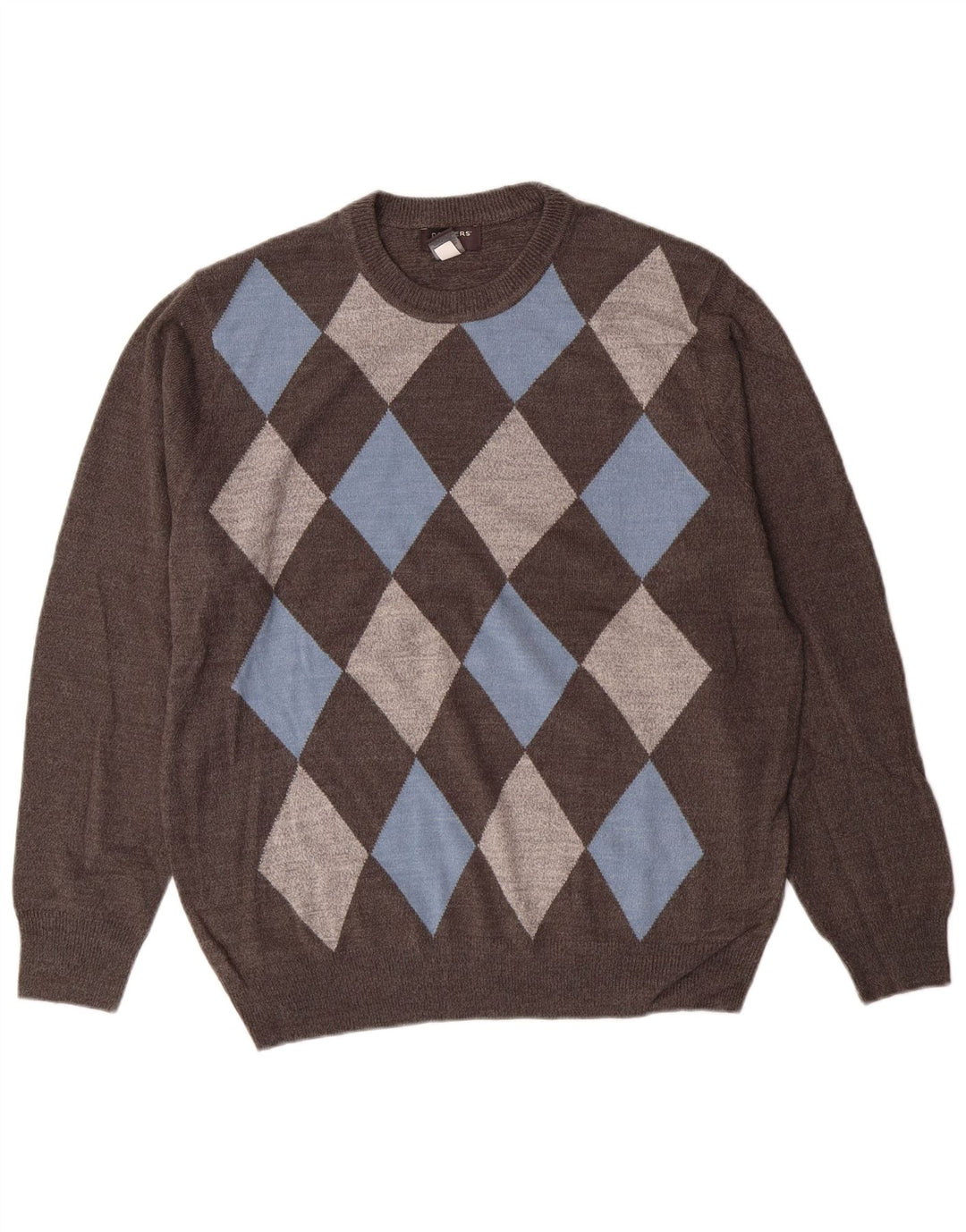 Dockers Herre Crew Neck Jumper Sweater Large Grey Argyle/Diamond Acryl
