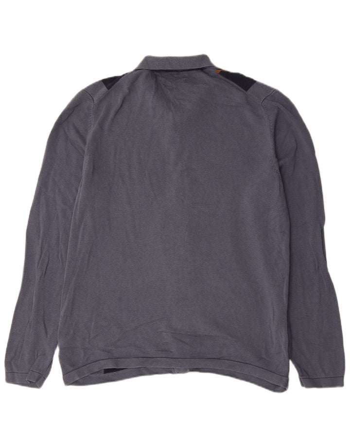 Marks & Spencer Herre cardigan sweater Stor marineblå stribet bomuld