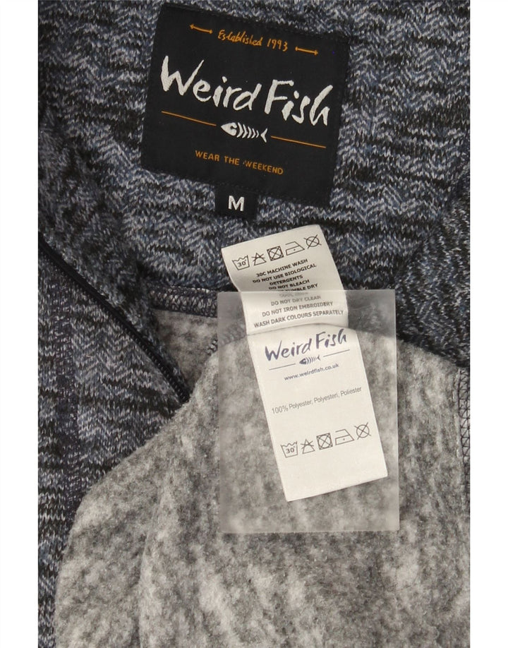 Weird Fish Herre Zip Neck Sweatshirt Jumper Medium Blue Flecked Polyester