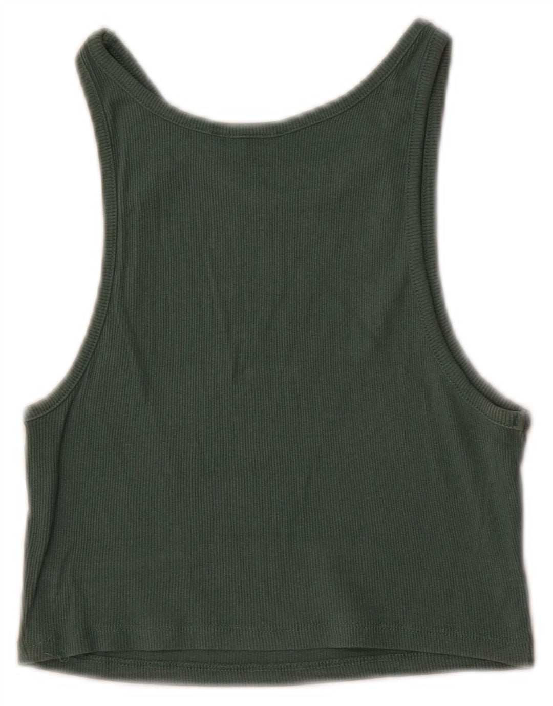 Zara Womens Crop Vest Top UK 12 Medium Green Bomuld
