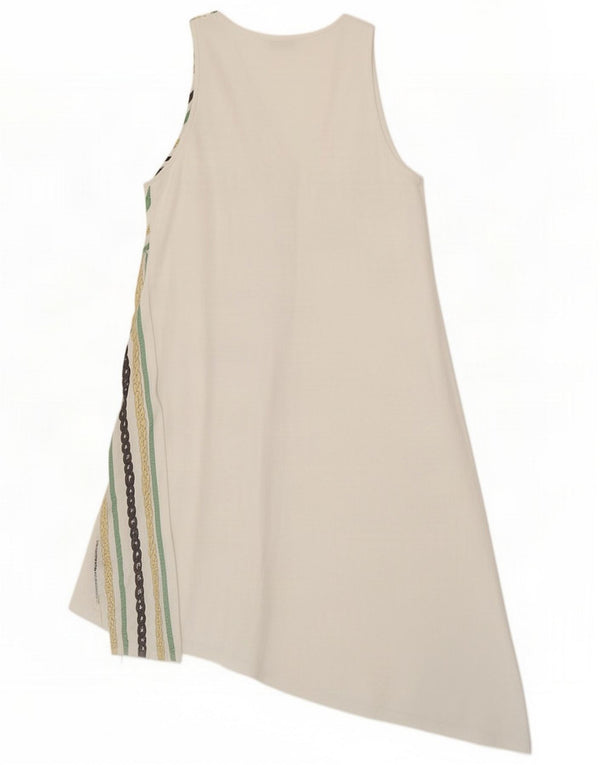 Zara Womens Sleeveless Asymmetrical Dress UK 12 Medium White Striped