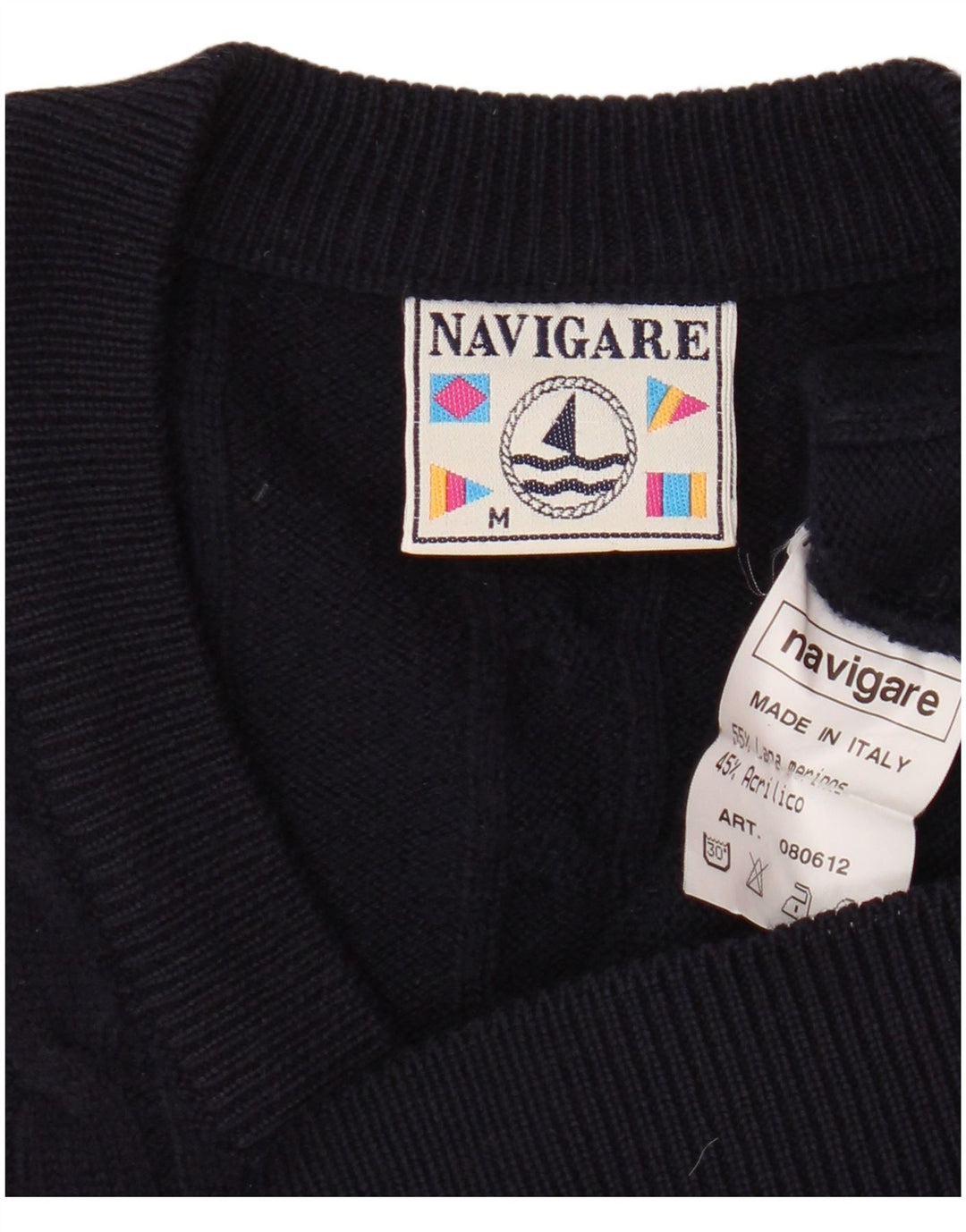 NAVIGARE Womens Oversized V-Neck Jumper Sweater UK 14 Medium Navy Blue