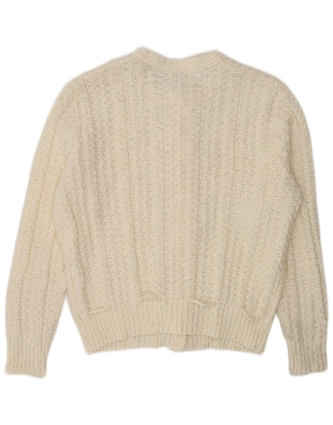 Vintage dame cardigan sweater UK 16 Large White Polyacrylic
