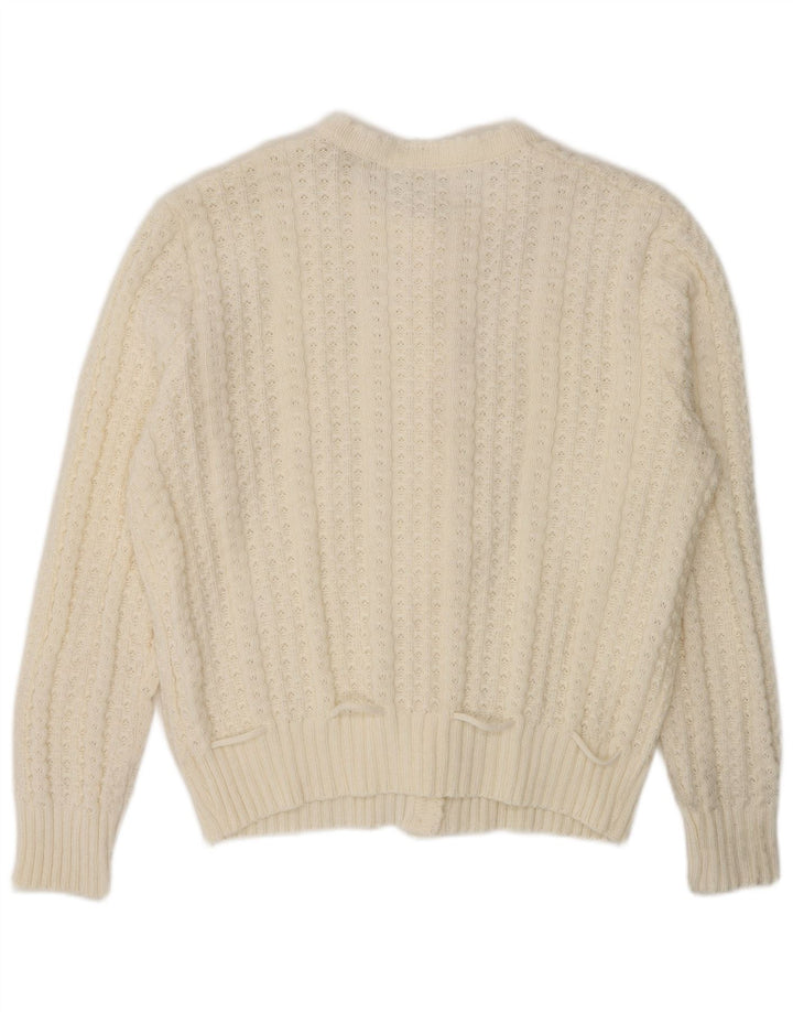 Vintage dame cardigan sweater UK 16 Large White Polyacrylic
