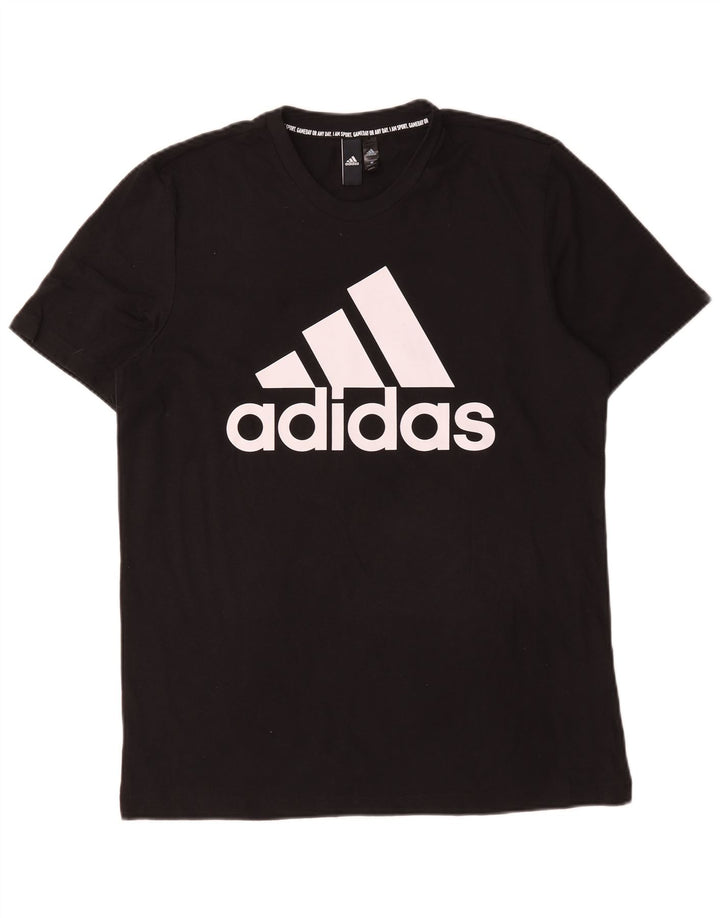 Adidas Herre grafisk T-shirt Top Medium Sort Bomuld