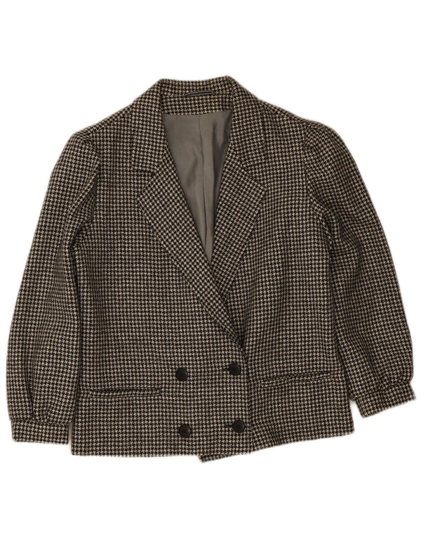 Vintage dobbeltradet blazerjakke til kvinder IT 46 Large Black Houndstooth
