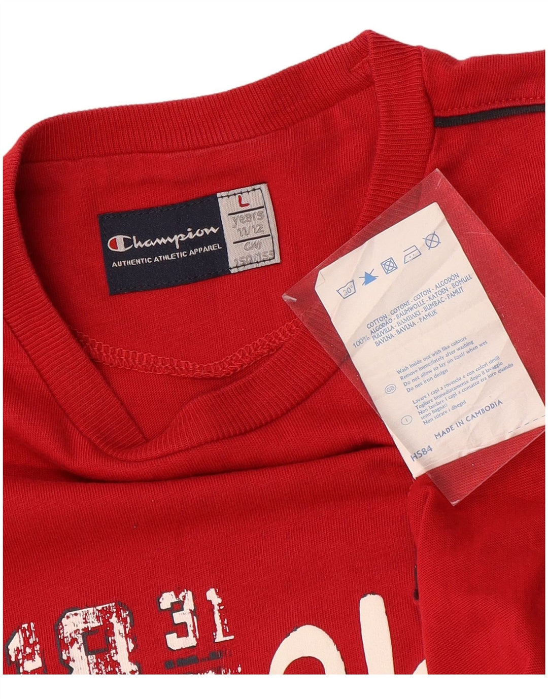 CHAMPION Drenge Grafisk Vest Top 11-12 år Stor Rød Colourblock Bomuld