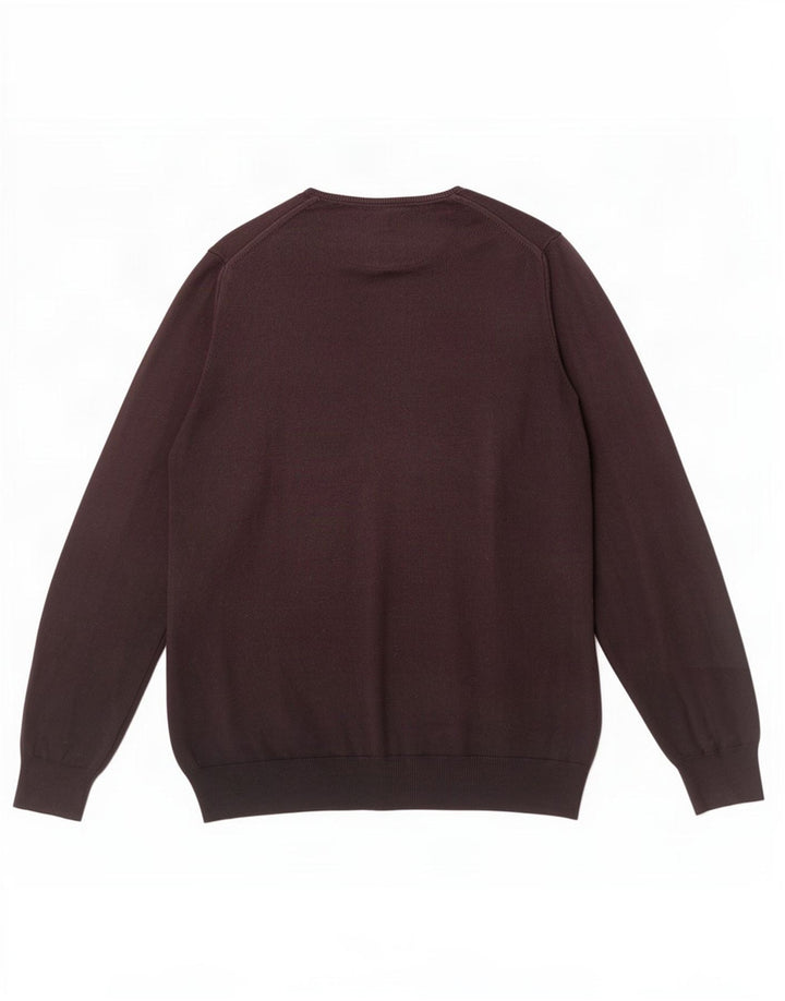 Zara Herre Regular Fit Crew Neck Jumper Sweater Large Brun