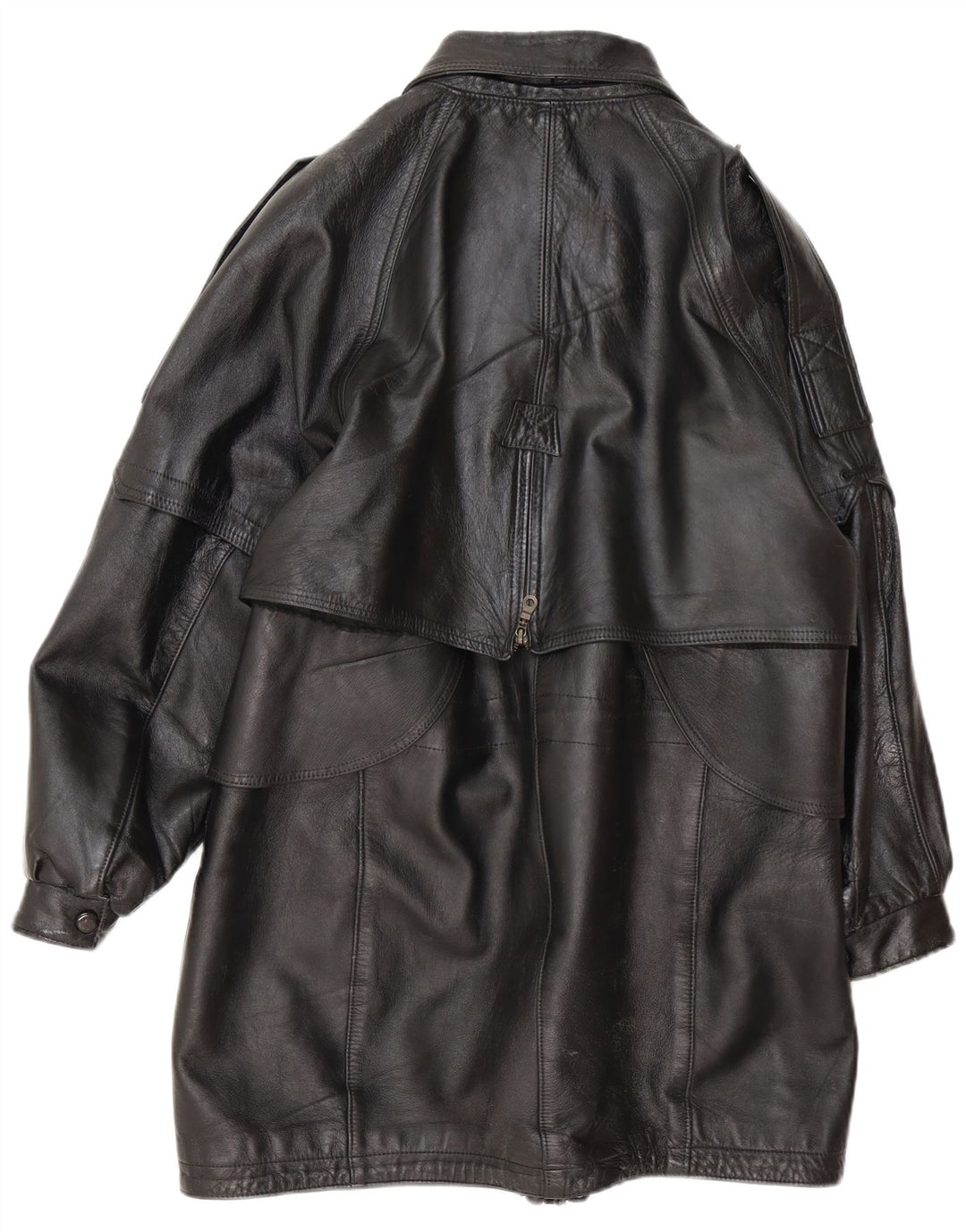Vintage kvinders oversize læderfrakke UK 16 Large Black