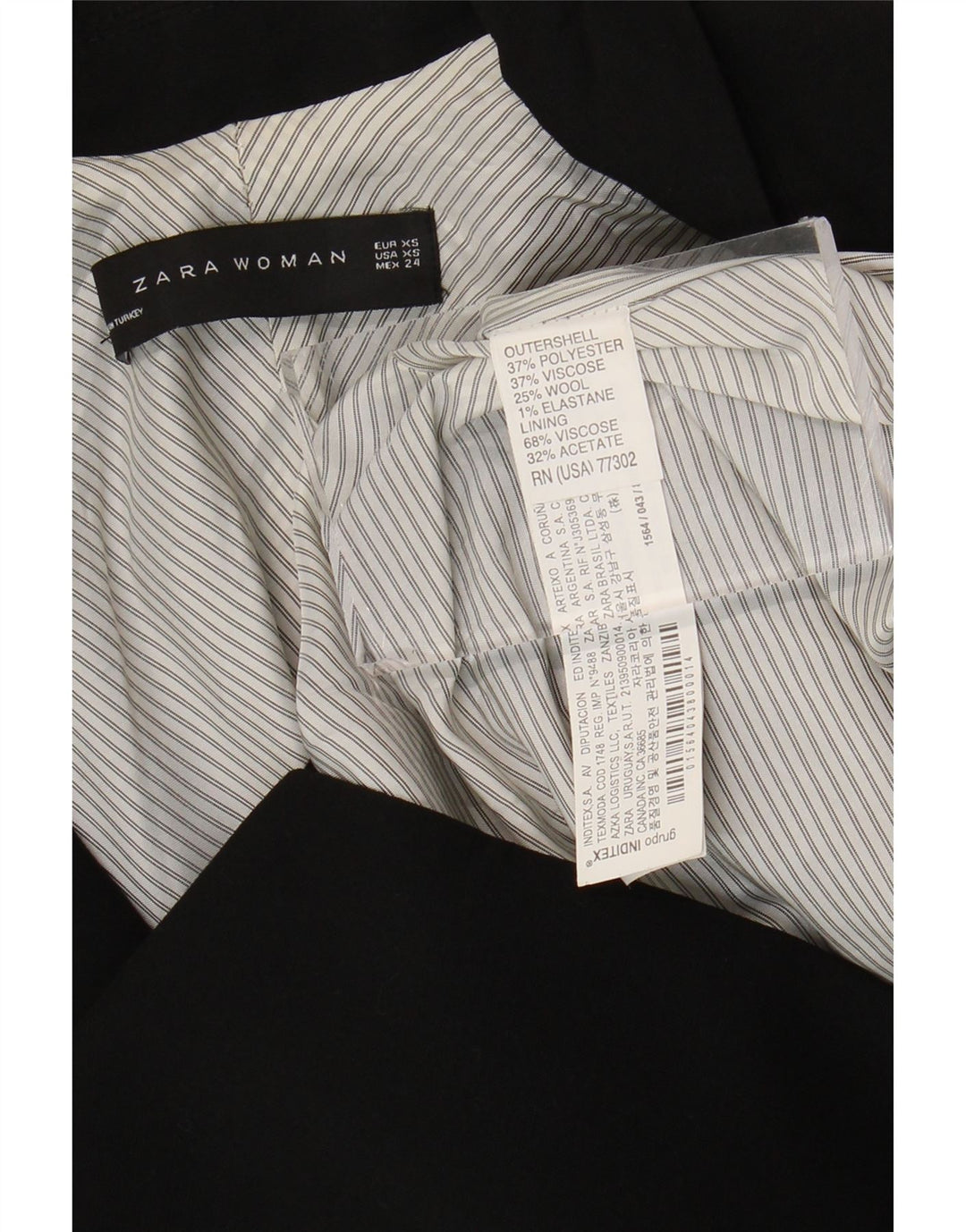 Zara Dame 1 Knap Blazer Jacket UK 6 XS Sort Polyester