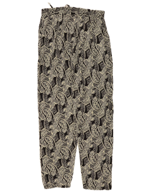 Vintage Dame Højtaljede Loose Fit Bukser XL W36 L29 Beige Paisley