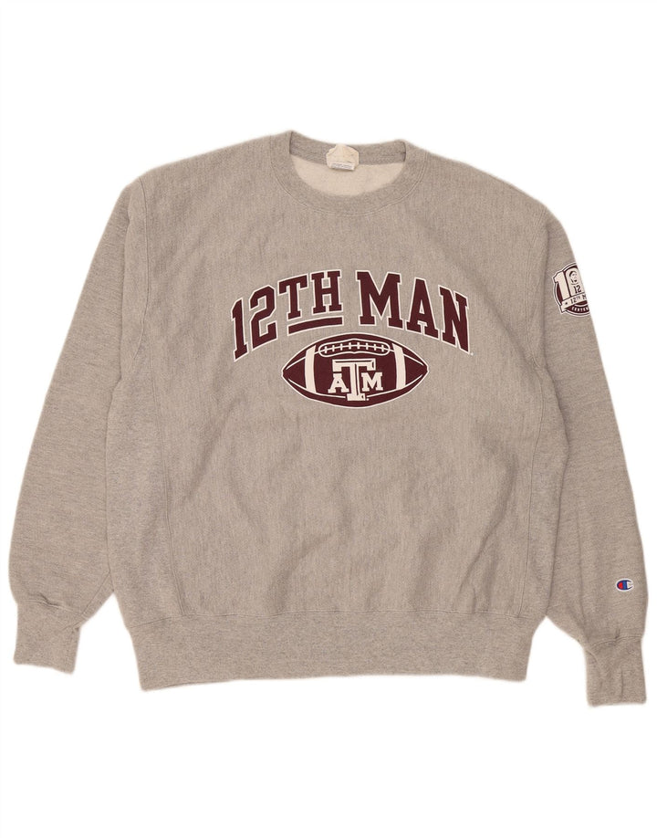Champion Herre Grafisk Sweatshirt Jumper Stor Grå Bomuld
