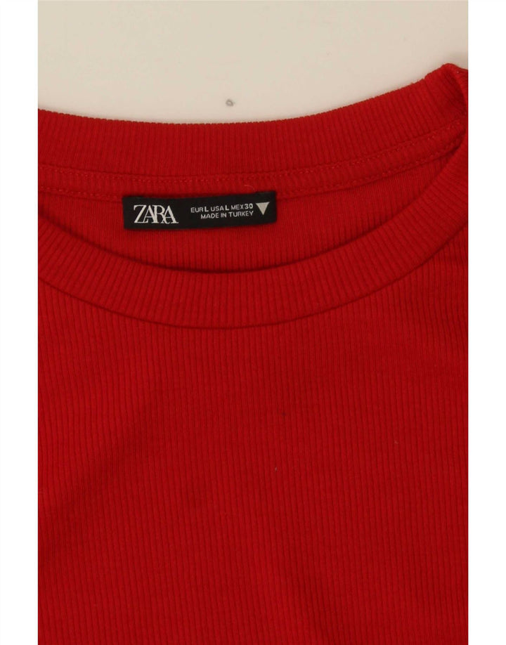 Zara Womens Crop Top Langærmet UK 14 Large Red