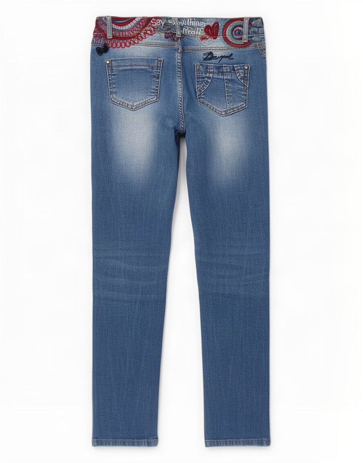 Desigual Graphic Slim Jeans til kvinder W30 L27 blå polyester