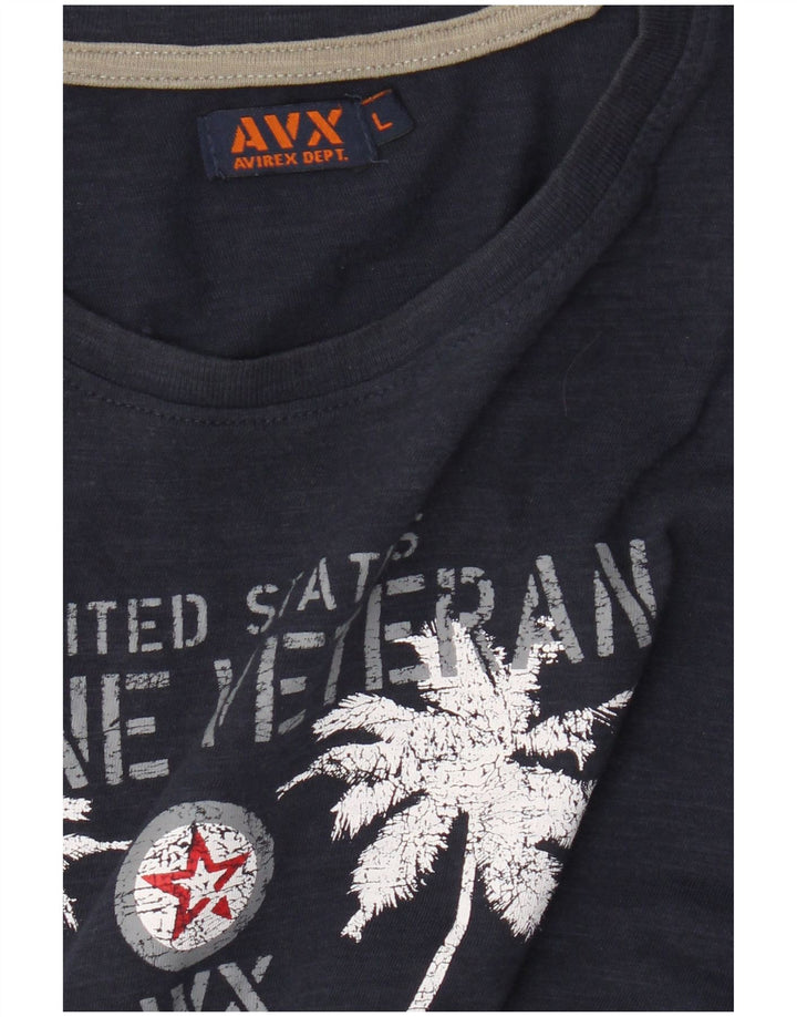 Avirex Herre Grafisk T-Shirt Top Stor Marineblå
