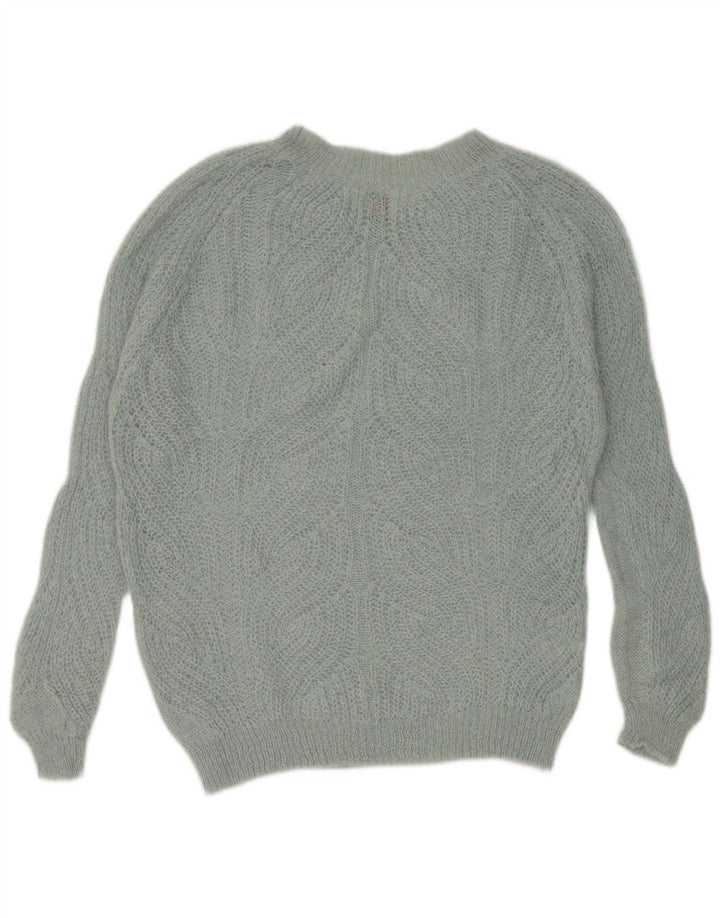 Stefanel Dame Oversized V-hals sweater UK 6 XS Blå Polyamid