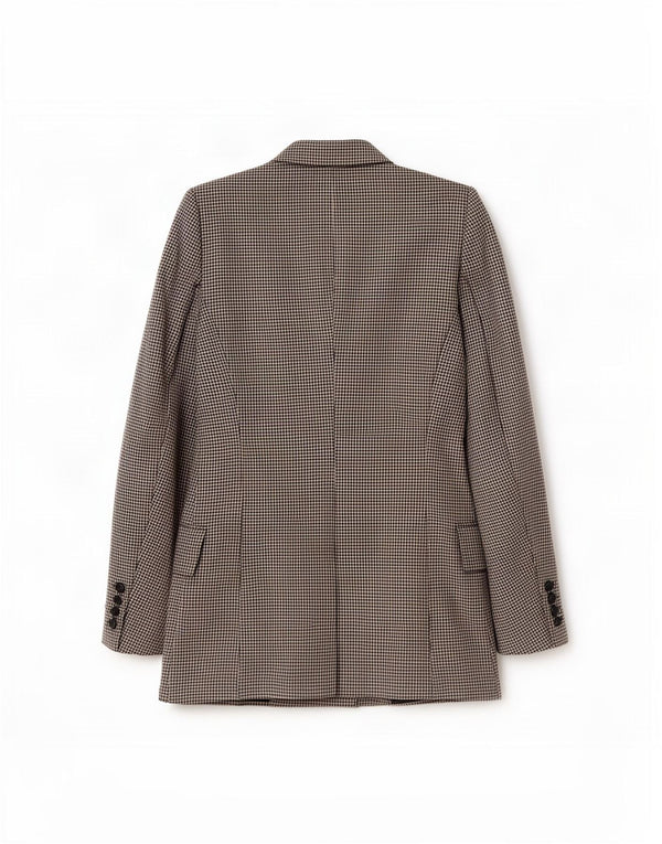 Zara Dame Dobbeltradet Blazer Jacket UK 6 XS Sort Gingham