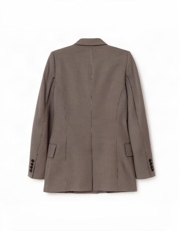 Zara Dame Dobbeltradet Blazer Jacket UK 6 XS Sort Gingham