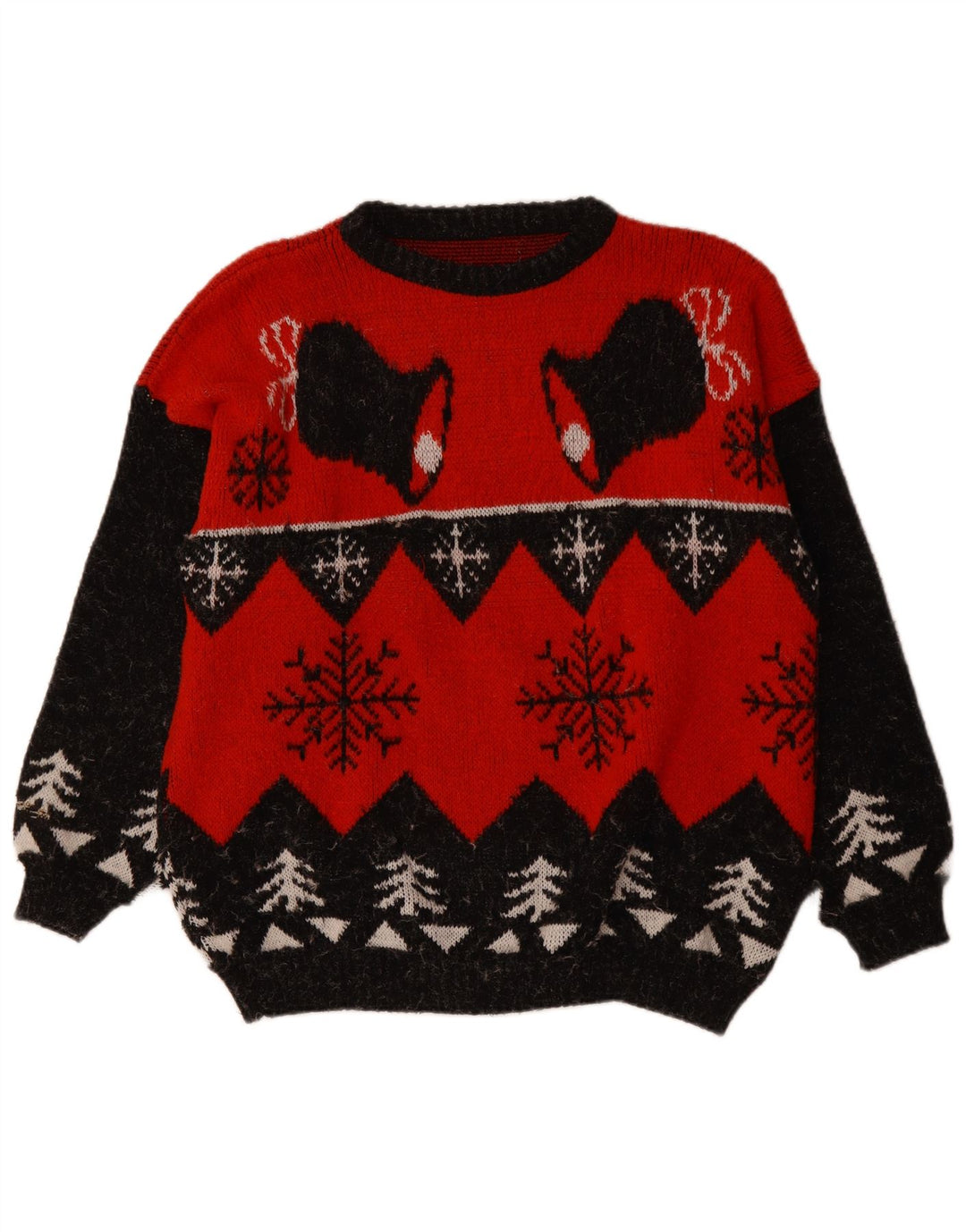 VINTAGE Herre sweater med rund hals XL Red Fair Isle