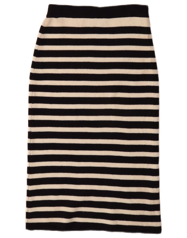 Zara Kvinder strik blyantnederdel Medium W30 sort stribet polyester