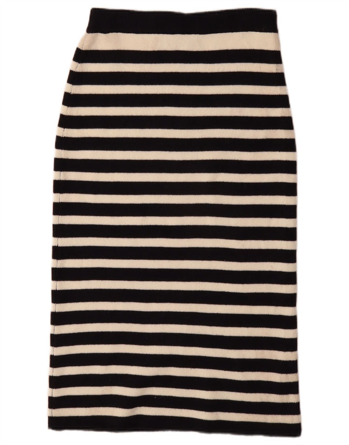 Zara Kvinder strik blyantnederdel Medium W30 sort stribet polyester