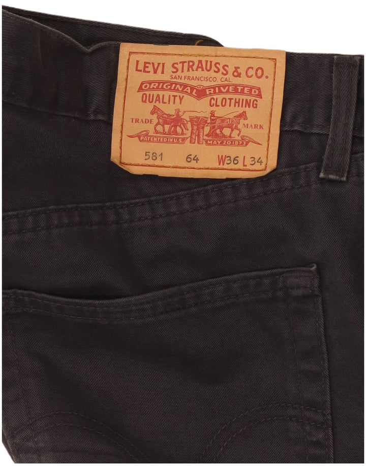 LEVI'S Mens 581 Straight Jeans W36 L34 Navy Blue Cotton