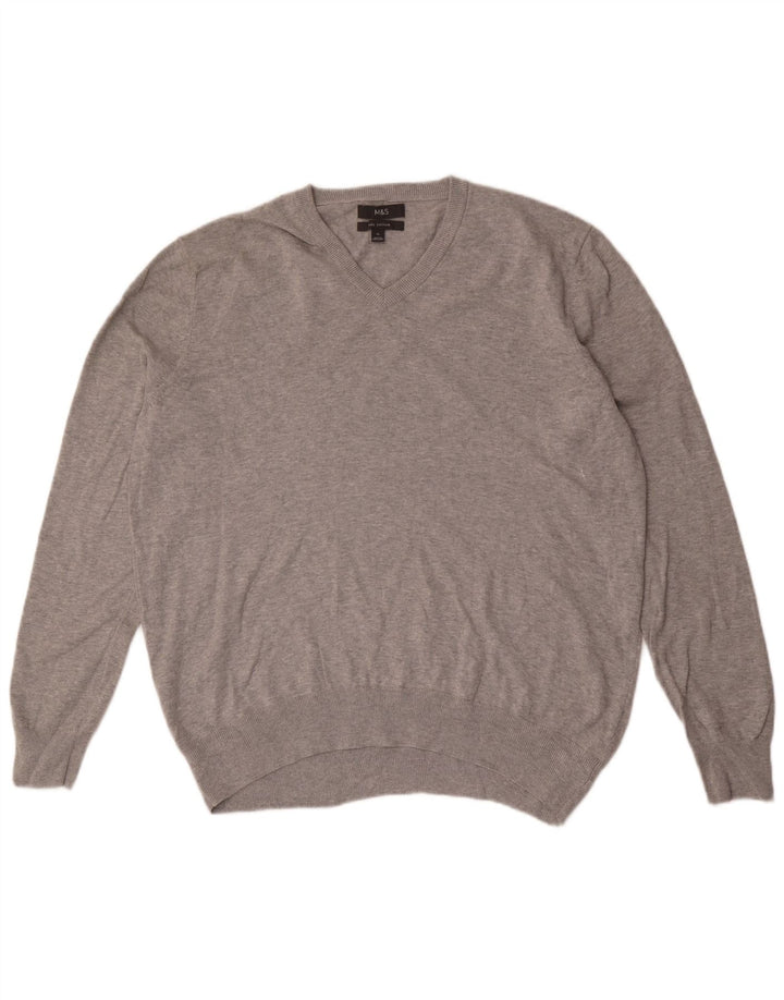 Marks & Spencer Herre V-hals sweater XL Grå Bomuld