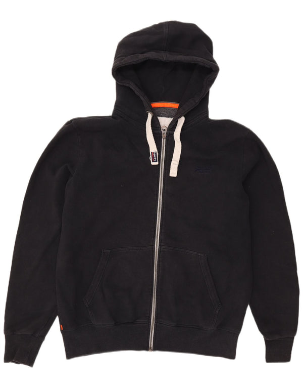 Superdry Mens Zip Hoodie Sweater 2XL Black Cotton