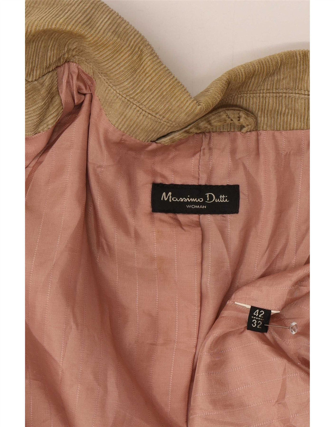 Massimo Dutti Dame 3-knaps Corduroy Blazer Jakke EU 42 Stor Brun