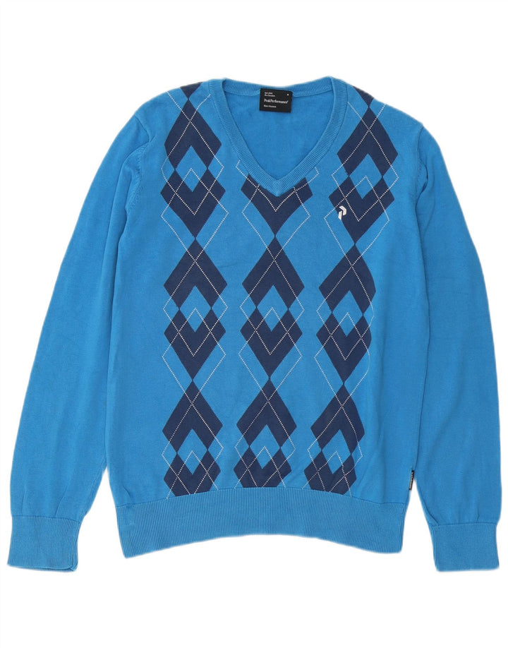 Peak Performance Herre V-hals sweater Medium Blue Argyle/Diamond