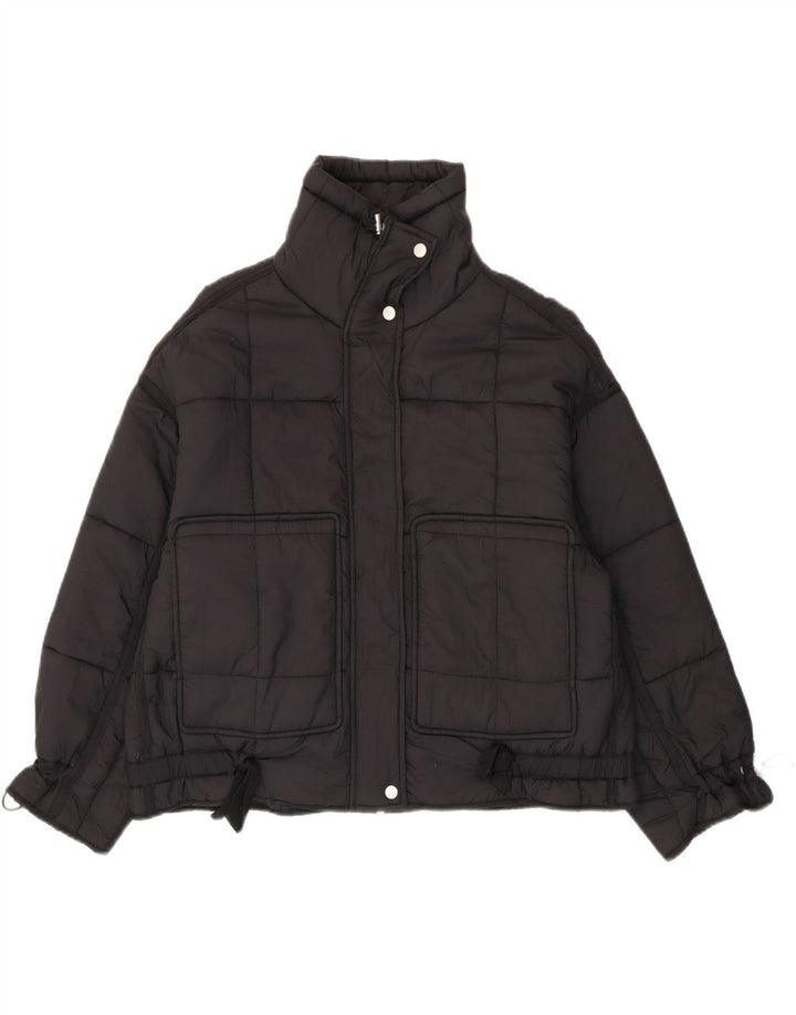 Zara Dame Oversized Polstret Jakke UK 14 Medium Sort Polyamid