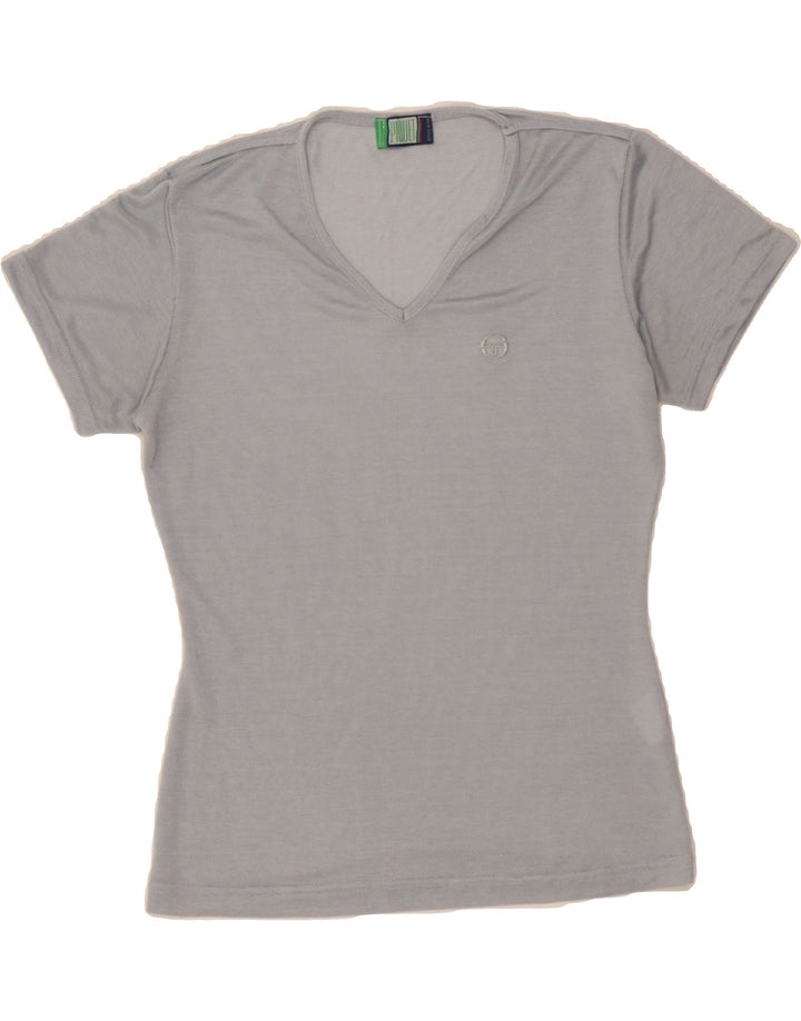 SERGIO TACCHINI Womens T-Shirt Top UK 12 Medium Grey Vintage Sergio Tacchini and Second-Hand Sergio Tacchini from Messina Hembry 