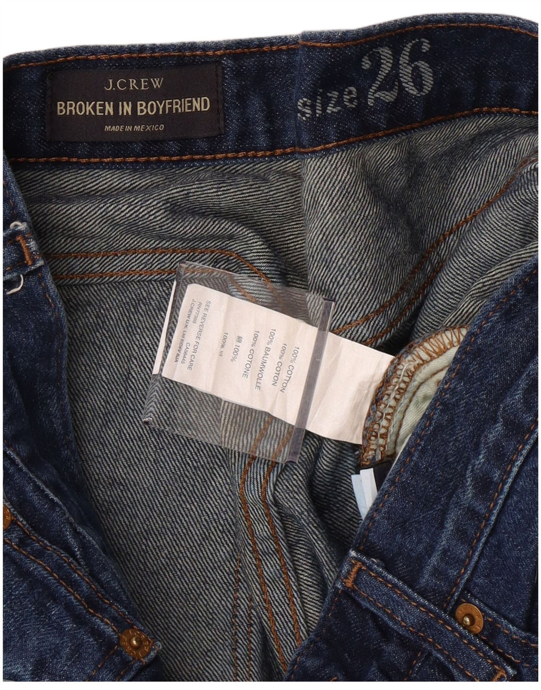 J. Crew Kvinde Kæreste Distressed Slim Jeans W26 L28 Blå Bomuld
