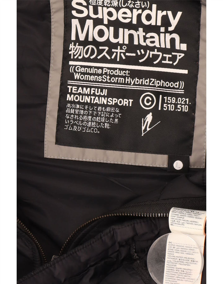 Superdry Polstret hættejakke til kvinder UK 16 Stor, sort plettet polyester