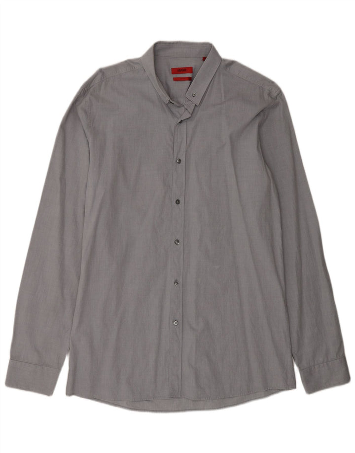 HUGO BOSS Mens Slim Fit Shirt XL Grey Check Cotton