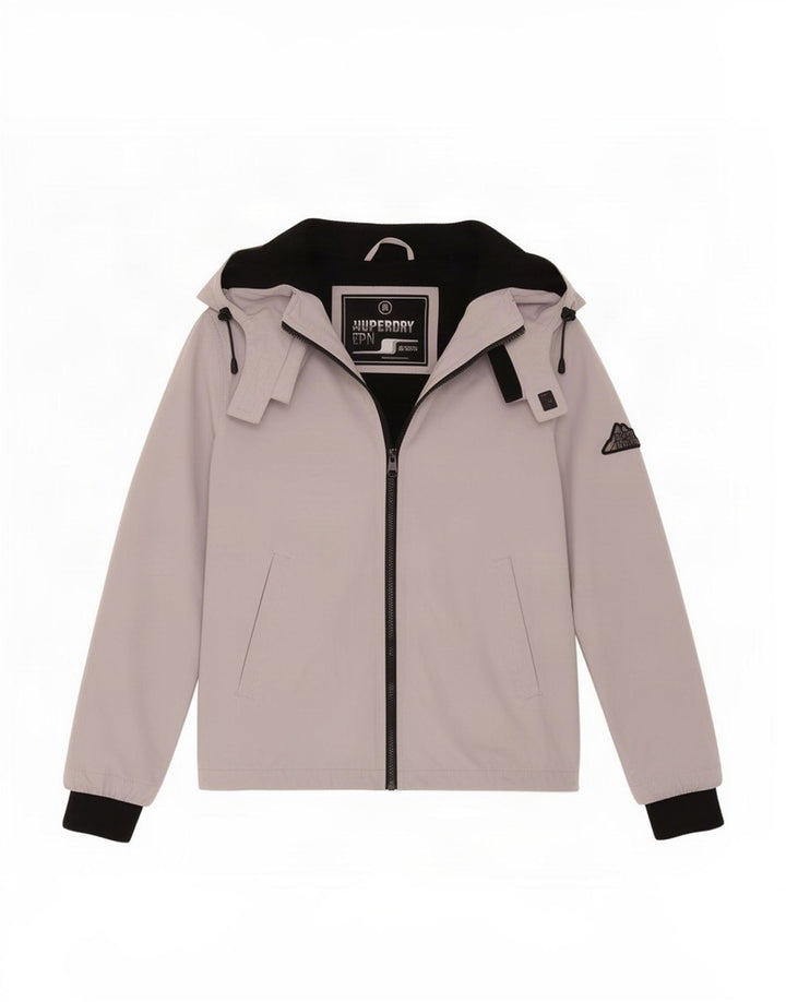 Superdry Regnjakke med hætte til kvinder UK 12 mellemgrå polyester