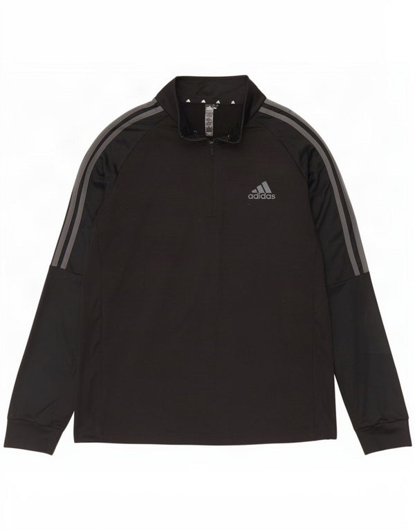 Adidas Mens Aeroready Zip Neck Pullover Tracksuit Top Large Black Polyester