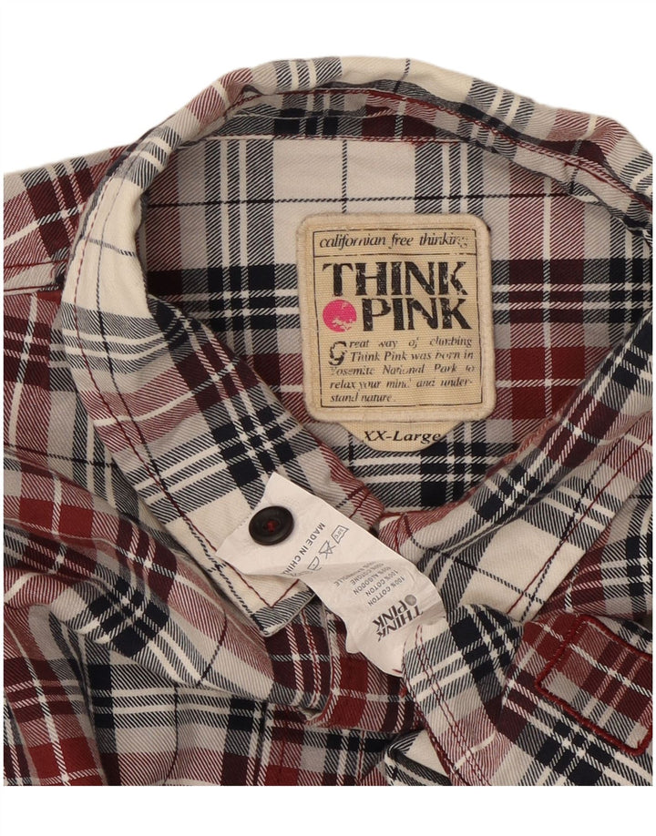 TÆNK PINK Herre flannel skjorte 2XL rød ternet bomuld