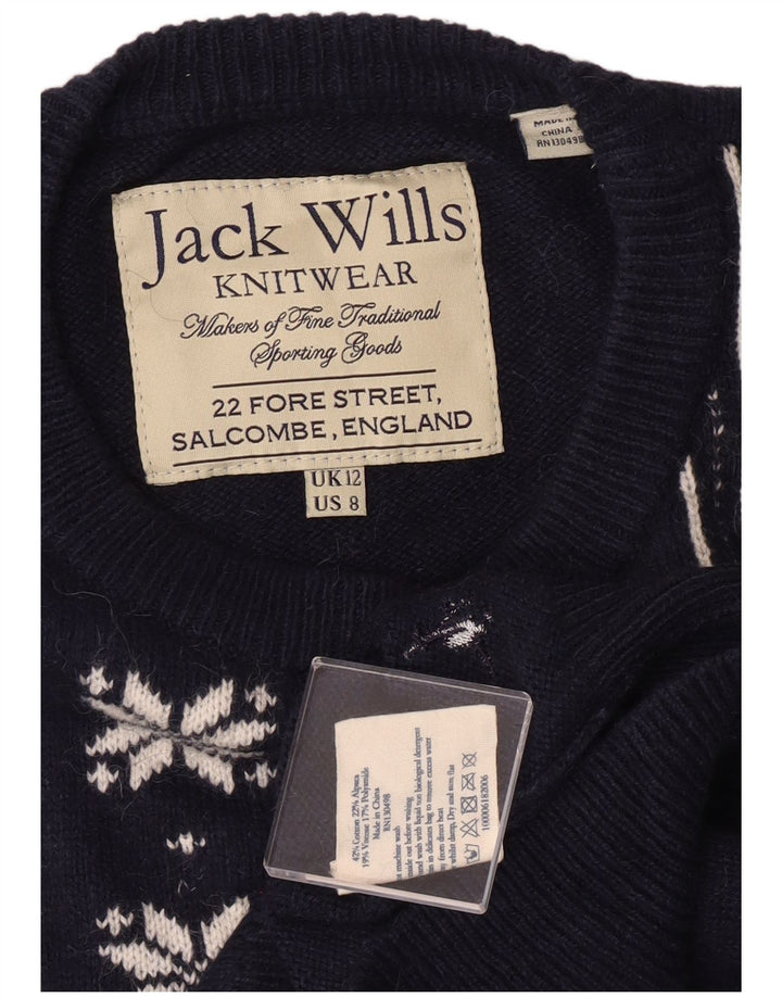 JACK WILLS Dame sweater med rund hals DK 12 Medium Navy Blue