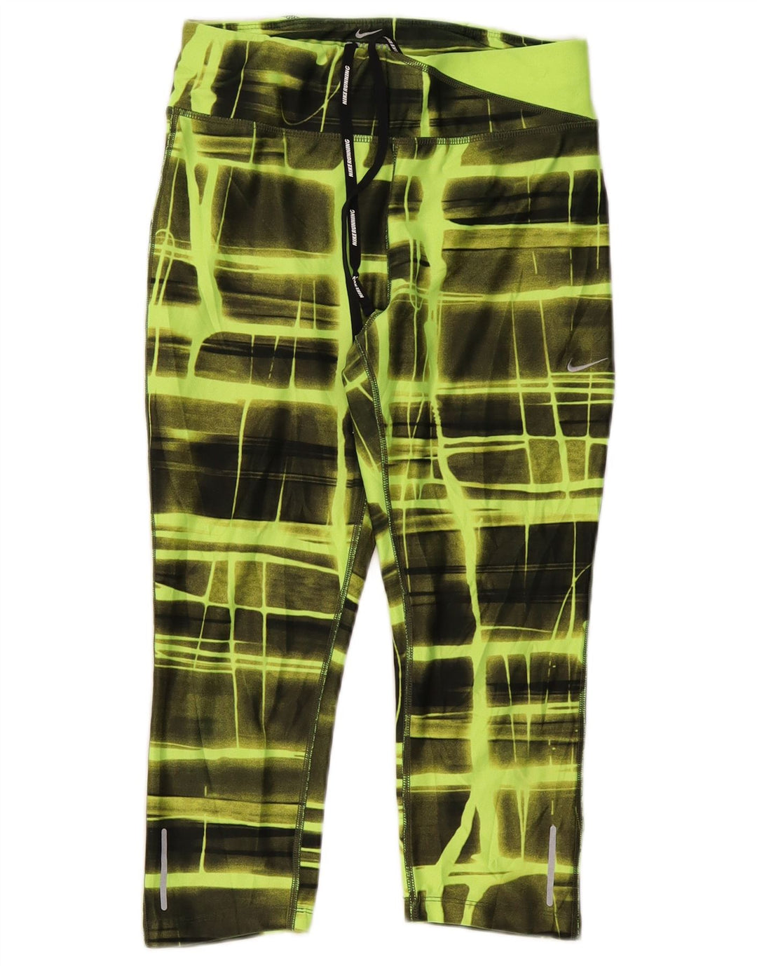 Nike Dame Dri Fit træningsdragt Bukser UK 8 Lille grøn ternet polyester