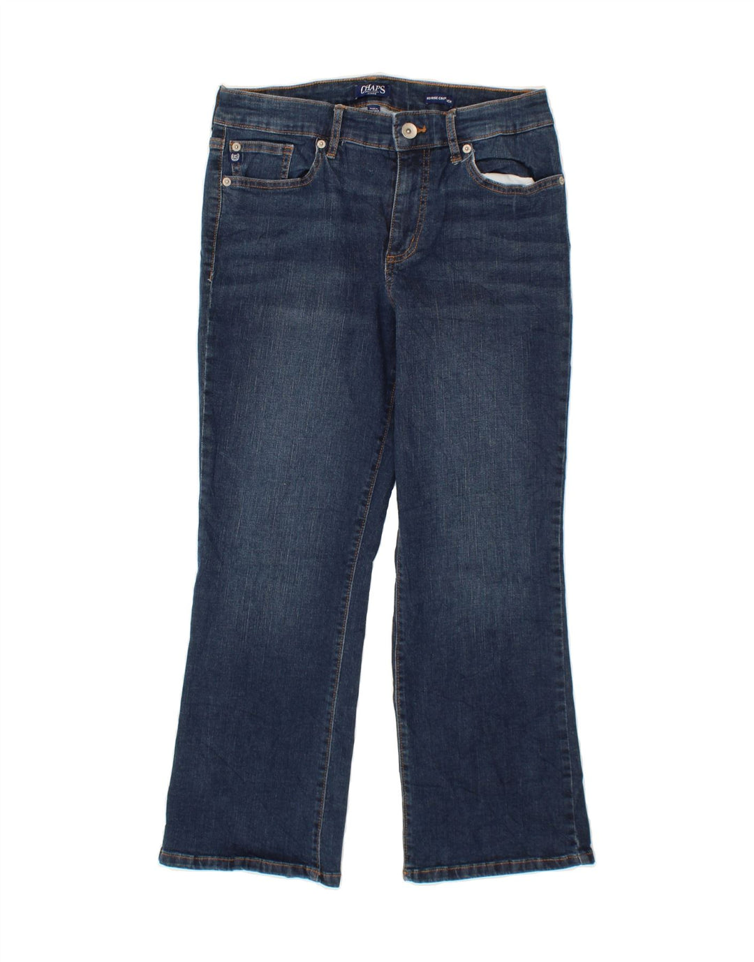CHAPS Womens Mid Rise Cropped Jeans US 10 Large W30 L25 Blue Cotton Vintage Chaps and Second-Hand Chaps from Messina Hembry 