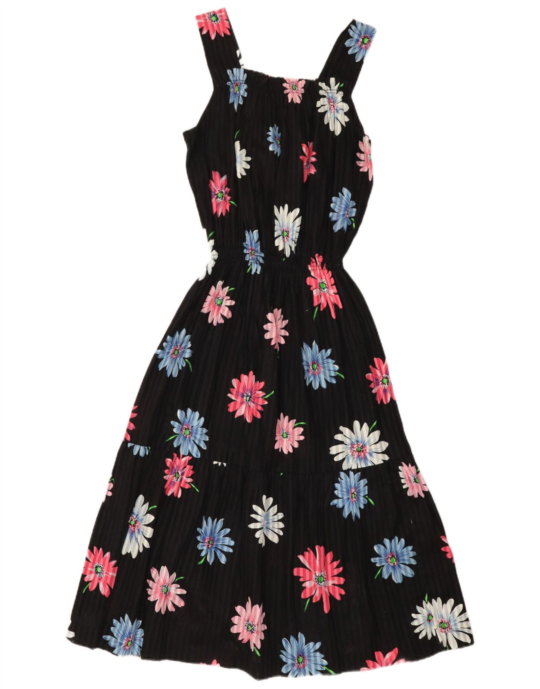 Vintage solkjole til kvinder UK 12 Medium Black Floral