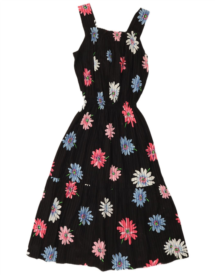 Vintage solkjole til kvinder UK 12 Medium Black Floral