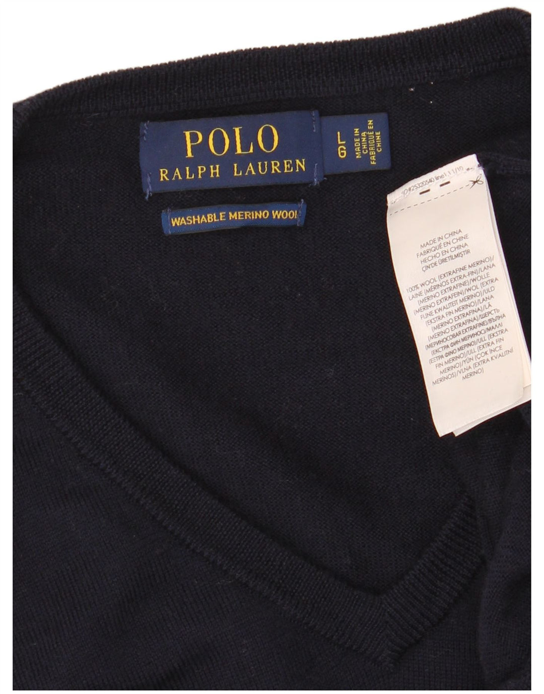 Polo Ralph Lauren Herre V-hals sweater Stor marineblå Merinould
