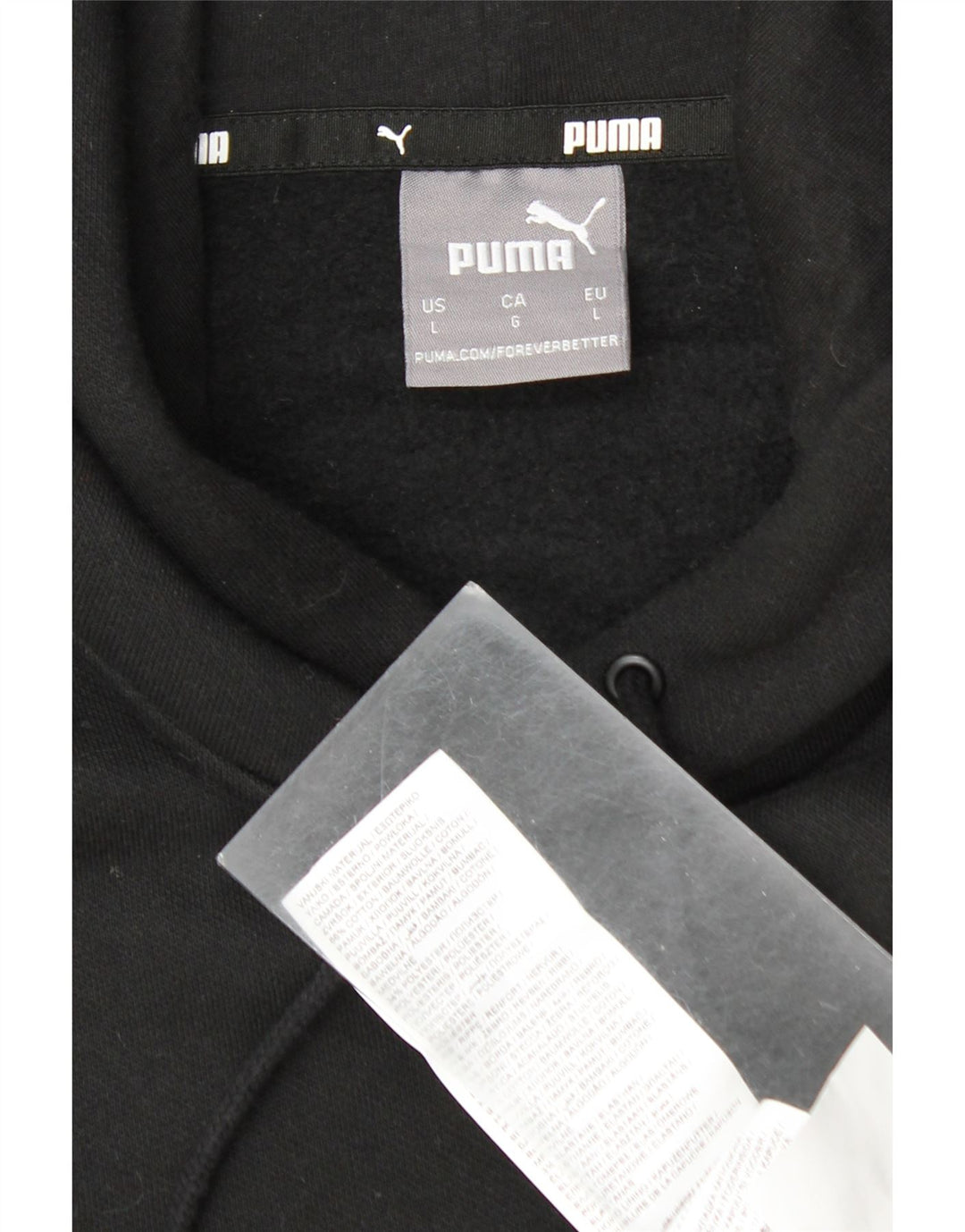 PUMA Mens Graphic Hoodie Jumper Large Black Cotton